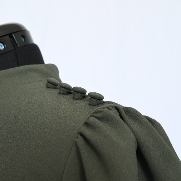 Military Chic Long Sleeve Mock-neck Mini Dress - Picture 2 of 5